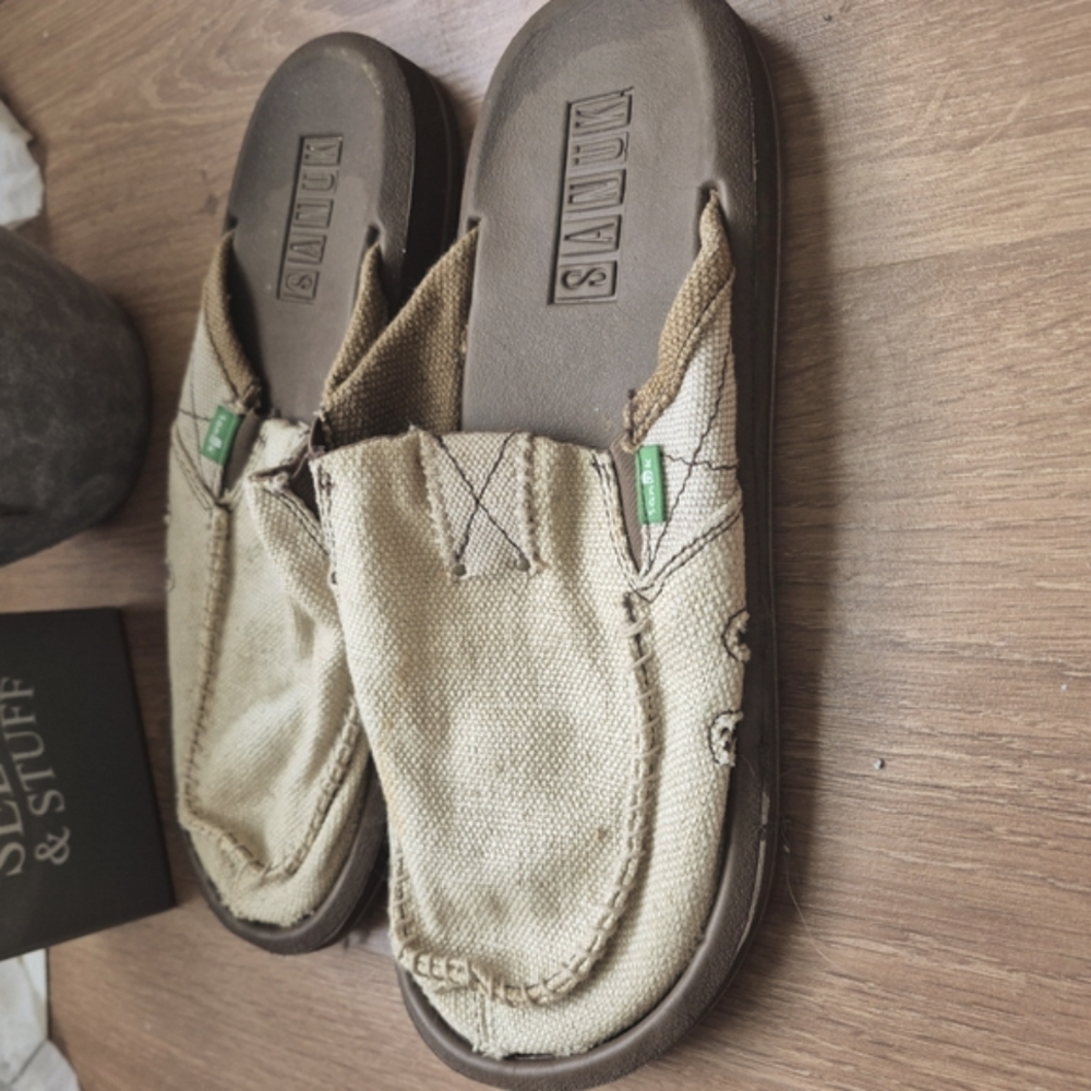 Sanuk Tan and Brown Loafers Slip-On Shoes
